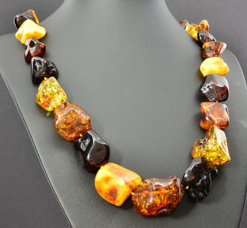 ADULT Natural Baltic Amber Necklace 46cm. Made of Polished BAROQUE Bea –  Lithuania-Amber