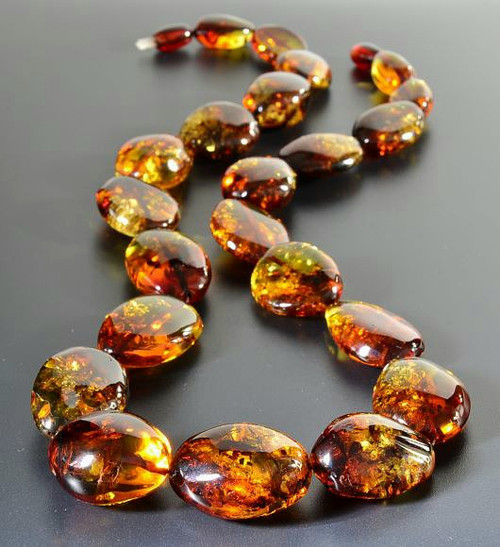 Stunning Amber Necklace Made of Precious Multicolor Amber.