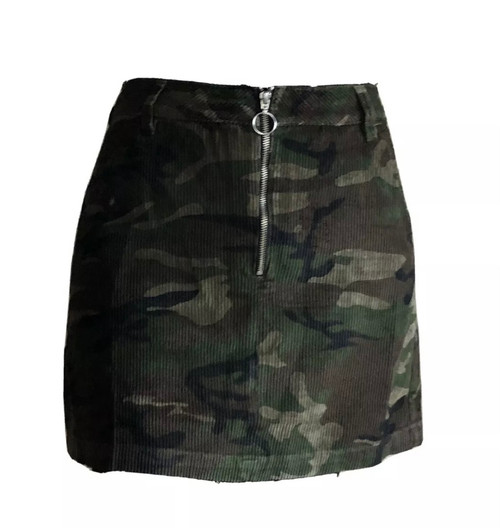 Green Cord  Camo Skirt