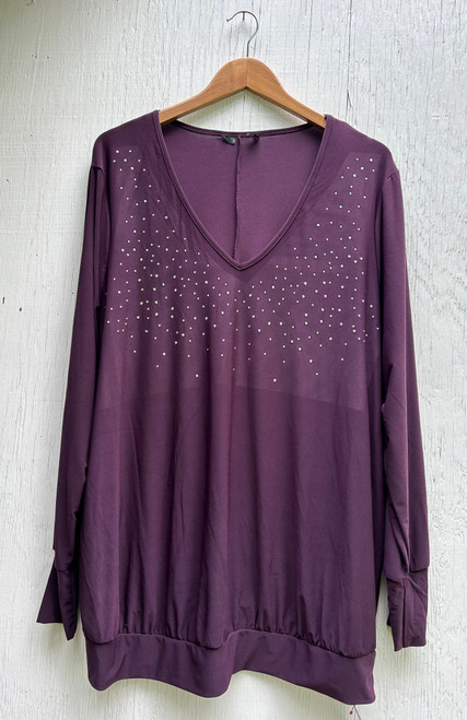 Plum Stud Detail Plus Sized Top