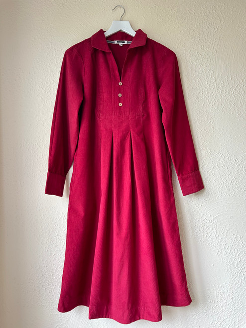 Red Corduroy Midi Dress