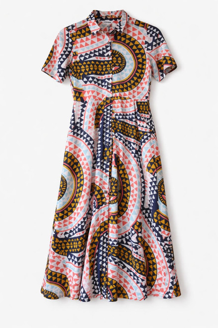  Retro Style Jersey Midi Shirt Dress