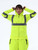 Model putting up hood on the Women's HiVis Hooded Sweatshirt