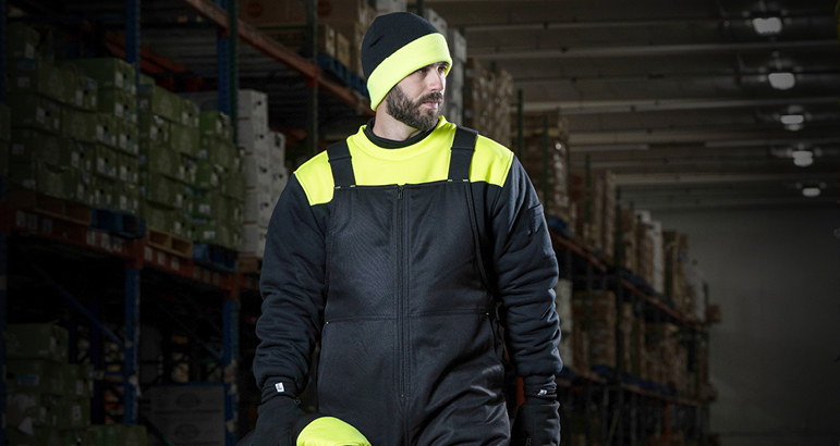 Man in warehouse wearing Samco gear