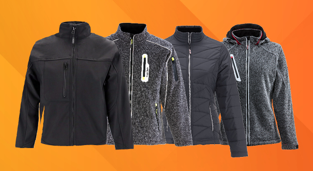 Warehouse Heroes reward jacket options: Water-Repellent Softshell Jacket, Extreme Sweater Jacket, Women's Quilted Jacket, and Women's Extreme Sweater Jacket