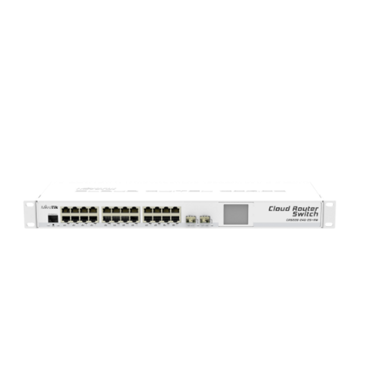 MikroTik 24 Port, Two SFP+ 10G ports, Cloud Router Switch 1U RM enclosure, CRS226-24G-2S+RM