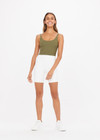 PEACHED TESS CROP - OLIVE [USW021007]