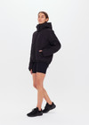 THE UPSIDE women's black Montana Insulated Jacket features a detachable hood, stand collar with branded zipper, ribbed cuffs, fleece-lined pockets, elasticated and adjustable hem and an internal pocket.