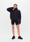 THE UPSIDE women's black Montana Insulated Jacket features a detachable hood, stand collar with branded zipper, ribbed cuffs, fleece-lined pockets, elasticated and adjustable hem and an internal pocket.