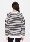 THE UPSIDE women's relaxed black and cream striped Boo Knit sweater is made from an organic combed cotton knit. This classic textured knitted sweater features soft rib cuffs, neck and hem with discreet folded arrow pip label at the cuff.