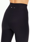 THE UPSIDE women's black mid-rise 15inch capri length pant is made from recycled soft peached with a brushed handfeel and breathable, moisture-wicking properties.