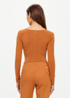 THE UPSIDE women's brown The Banya Romy Top is made with recycled viscose for a relaxed fit. This long sleeve lifestyle top is slim fitting with a sweetheart neckline.