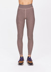 THE UPSIDE women's houndstooth check Bohemia 25 inch Midi Pant is made with recycled soft peached with a brushed handfeel, and moisture wicking, breathable and quick drying properties. This mid rise legging is designed for yoga, pilates and barre.