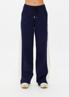 THE UPSIDE women's navy Hamptons Saylor Wide Leg Pant is made from a soft suiting lenzing fabrication. The wide leg pant is fitted with cargo pockets and an elasticated waistband with drawcord. Designed for leisure and recovery.