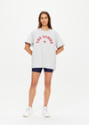 THE UPSIDE women's grey Ranchero Sammi Tee is made from organic cotton. The relaxed fit t-shirt features a western print logo. Designed for travel and leisure.