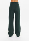THE UPSIDE women's dark green Monte wide leg, high waisted trackpant features an elastic waistband, side stripes, and front and back pockets.