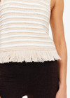 THE UPSIDE women's natural Canyon Freida Knit Fringe Top is made from organic cotton. The scoop neck top features knitted fringe. Designed for lifestyle wear.