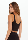 THE UPSIDE women's metallic Arizona Scoop Neck Lucia Crop is made from specialty fabric. The soft crop top features removable cups. Designed for yoga, pilates and barre.