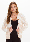 THE UPSIDE women's natural Canyon Isabeli Knit Cardigan is made from organic cotton. The buttoned up cardigan features ribbed hem, cuff and neck. Designed for lifestyle wear.