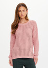 THE UPSIDE women's dusty pink Glory Chesca Knit Long Sleeve Top is made from organic cotton and features ribbed neckline, hem and cuffs.