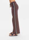 THE UPSIDE women's beige and navy geometric print Crossroad Juniper Knit straight leg Pant is made with organic cotton and feature pockets and a split hem.