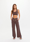 THE UPSIDE women's beige and navy geometric print Crossroad Juniper Knit straight leg Pant is made with organic cotton and feature pockets and a split hem.