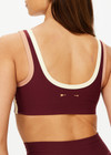 THE UPSIDE women's maroon Trail Harley Scoop Neck Bra is made from soft, breathable fabric and features a soft elasticated underbust with removable cups.