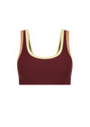 THE UPSIDE women's maroon Trail Harley Scoop Neck Bra is made from soft, breathable fabric and features a soft elasticated underbust with removable cups.