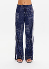 THE UPSIDE women's navy blue paisley Vaquero Roma Pant is made from viscose and rayon. The highwaisted track pants features side stripe detailing. Designed for lifestyle wear.