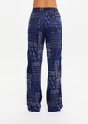 THE UPSIDE women's navy blue paisley Vaquero Roma Pant is made from viscose and rayon. The highwaisted track pants features side stripe detailing. Designed for lifestyle wear.