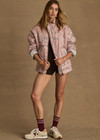THE UPSIDE women's pink paisley Mascada Quilted Nicola Jacket is made from viscose blend. The oversized jacket features patch pockets. Designed for lifestyle wear.
