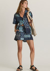THE UPSIDE women's blue paisley Mascada Jordi Short is made from tencel cotton. The relaxed shaped shorts features pockets and elastic waist with drawstring. Designed for lifestyle wear.