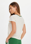 THE UPSIDE women's cream Dusty-Ray 70s Tee is made from hemp and organic cotton blend. The classic inspired t-shirt features rib neckline. Designed for comfort.