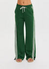 THE UPSIDE women's green When in Roma Holiday Pant is made from recycled fabric. The high waisted side stripe pant features splits at hem. Designed for comfort.