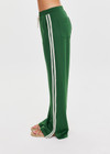 THE UPSIDE women's green When in Roma Holiday Pant is made from recycled fabric. The high waisted side stripe pant features splits at hem. Designed for comfort.