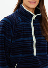 THE UPSIDE women's blue stripe Harlow Fleece Pullover is designed for a relaxed fit and features zip pockets and elasticated waist and cuffs. Made for lifestyle.