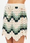 THE UPSIDE women's green organic cotton Tidal Hali Crochet Skirt features a knitted drawcord through waist. The perfect vacation piece.