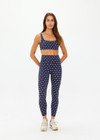 THE UPSIDE women's navy Cruzada 25inch Legging is designed for a soft & supportive fit in a jacquard rib fabrication in mini flag design. Made for yoga & pilates.