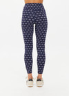 THE UPSIDE women's navy Cruzada 25inch Legging is designed for a soft & supportive fit in a jacquard rib fabrication in mini flag design. Made for yoga & pilates.