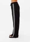 THE UPSIDE women's black Roma Pant is high-waisted with a elasticated waistband with drawcord, contrast cream stripes down sides and front & back pockets. The perfect everyday pant.