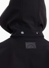 THE UPSIDE women's black Freddie Fleece Lined Anorak is made from bonded water resistant fabric with internal warm polar fleece and features external pockets with flap closure and drawcord with toggles to cinch in waist.