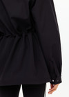THE UPSIDE women's black Freddie Fleece Lined Anorak is made from bonded water resistant fabric with internal warm polar fleece and features external pockets with flap closure and drawcord with toggles to cinch in waist.