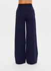 THE UPSIDE women’s navy Mira Wide Leg Pant is high-waisted made from quick-dry fabric, with a structured waistband and fly zip closure. Perfect for everyday.