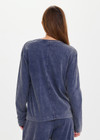 THE UPSIDE women's blue recycled cotton Soho Mali Long Sleeve Top has a relaxed fit and ribbed neckline in a sustainable, soft brushed fabric. Made for lifestyle.