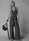 THE UPSIDE women's blue recycled cotton Soho Tokio Wide Leg Pant has a relaxed fit, soft encased waistband, and side pockets. Perfect for travel or everyday.