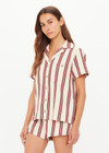 THE UPSIDE women's stripe organic cotton Baja Katia Collared Shirt has a relaxed fit, patch pockets on the chest, and wooden coconut button closure. Perfect for everyday wear.