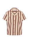 THE UPSIDE women's stripe organic cotton Baja Katia Collared Shirt has a relaxed fit, patch pockets on the chest, and wooden coconut button closure. Perfect for everyday wear.