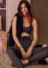 THE UPSIDE women's grey recycled Moondance 25inch legging offers a soft, supportive fit with an elastic waist drawcord in double-peached fabric. Ideal for yoga and pilates.