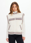THE UPSIDE women’s cream Swiss Dhemi Knit Jacket features a zip through opening, removable sleeves and is lined with polar fleece. Designed for Après-ski and winter wear.