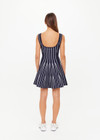 THE UPSIDE women’s navy Deiji Knit Dress features a square neckline with navy binding along the armholes and neckline. Made for everyday leisure.